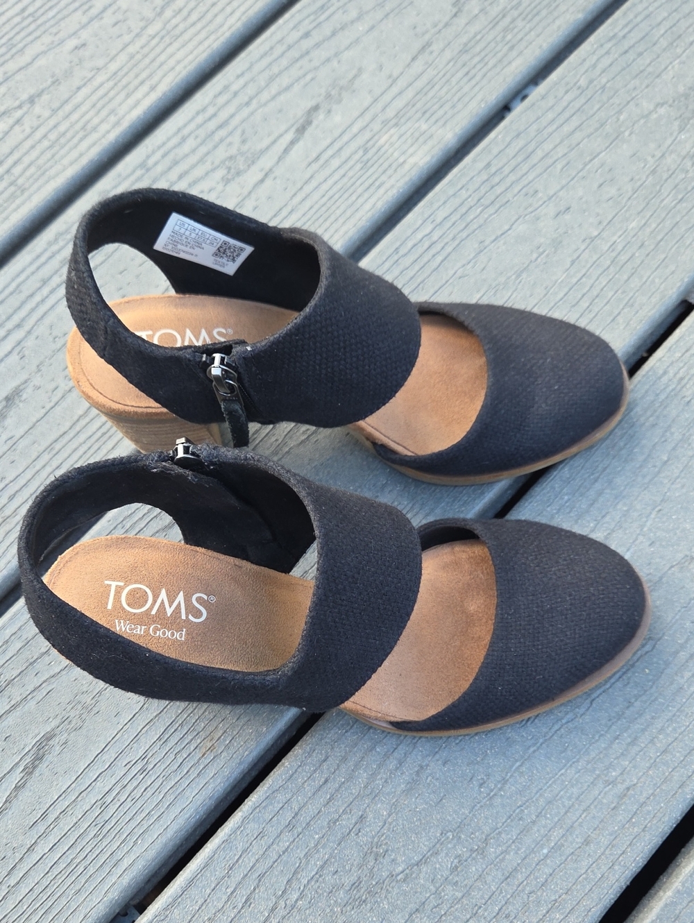 Toms Majorca Closed Toe Heel - Black Size 7